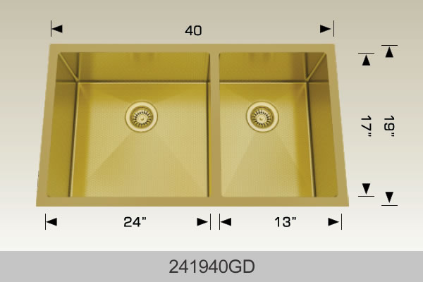 Bosco 241940 40" x 19" Textured Titanium Series Radius Corner Double Bowl Kitchen Sink