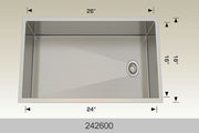 Bosco 242600 26" x 18" Textured Titanium Series Radius Corner Kitchen Sink