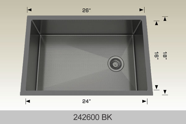 Bosco 242600 26" x 18" Textured Titanium Series Radius Corner Kitchen Sink