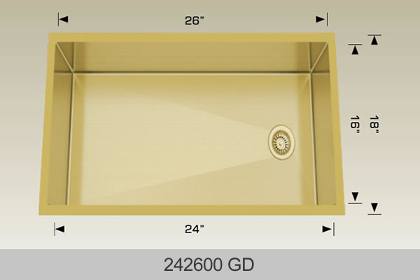Bosco 242600 26" x 18" Textured Titanium Series Radius Corner Kitchen Sink