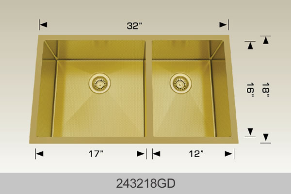Bosco 243218 32" x 18" Textured Titanium Series Radius Corner Double Bowl Kitchen Sink