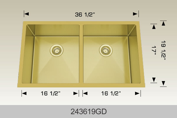 Bosco 243619 36" x 19 1/2" Textured Titanium Series Radius Corner Double Bowl Kitchen Sink