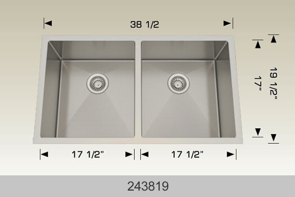 Bosco 243819 38 1/2" x 19 1/2" Textured Titanium Series Radius Corner Double Bowl Kitchen Sink