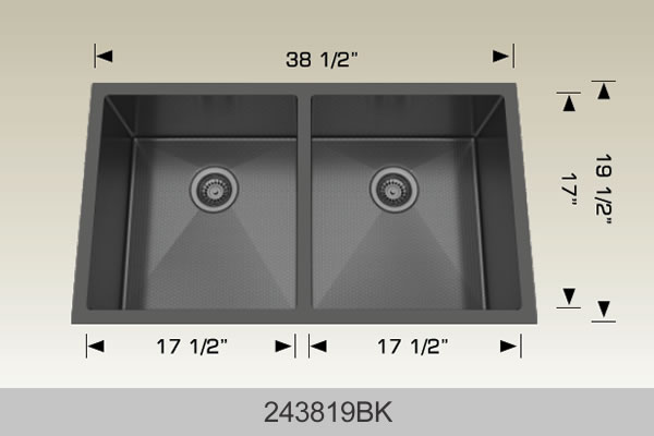 Bosco 243819 38 1/2" x 19 1/2" Textured Titanium Series Radius Corner Double Bowl Kitchen Sink