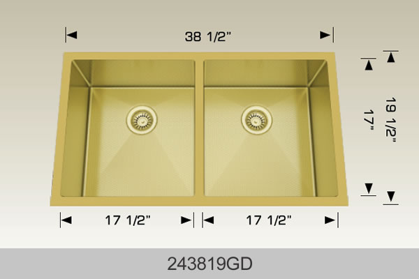 Bosco 243819 38 1/2" x 19 1/2" Textured Titanium Series Radius Corner Double Bowl Kitchen Sink