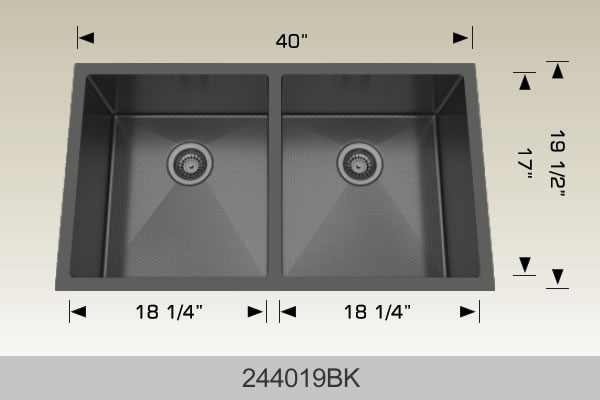 Bosco 244019 40" x 19 1/2" Textured Titanium Series Radius Corner Double Bowl Kitchen Sink