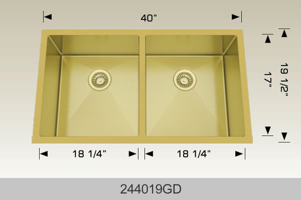 Bosco 244019 40" x 19 1/2" Textured Titanium Series Radius Corner Double Bowl Kitchen Sink