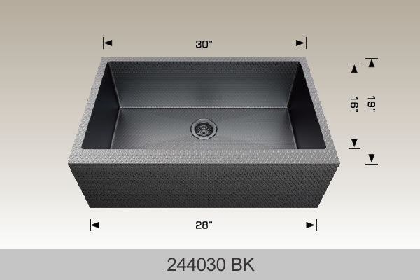 Bosco 244030 30" x 19" Textured Titanium Series Apron Kitchen Sink