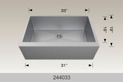 Bosco 244033 33" x 19" Textured Titanium Series Apron Kitchen Sink