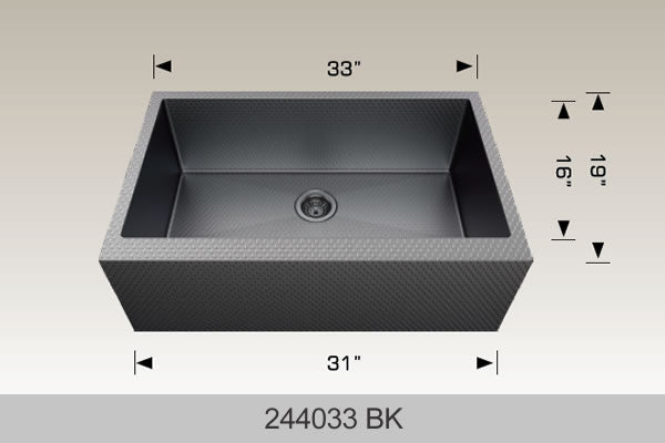 Bosco 244033 33" x 19" Textured Titanium Series Apron Kitchen Sink