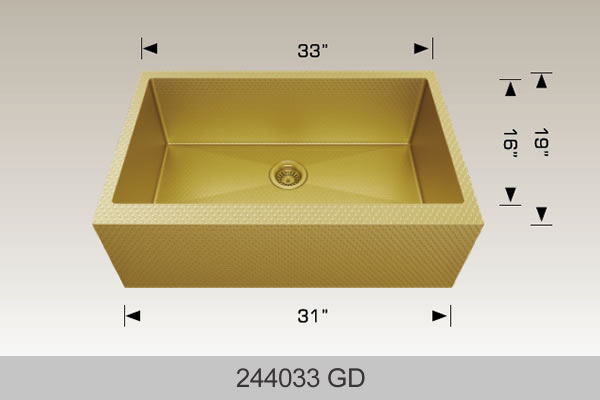 Bosco 244033 33" x 19" Textured Titanium Series Apron Kitchen Sink