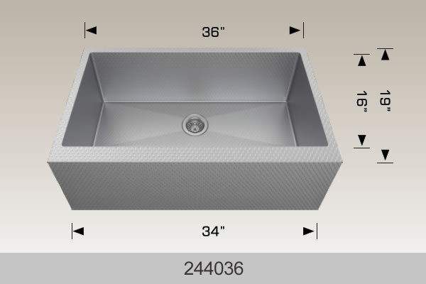 Bosco 244036 36" x 19" Textured Titanium Series Apron Kitchen Sink