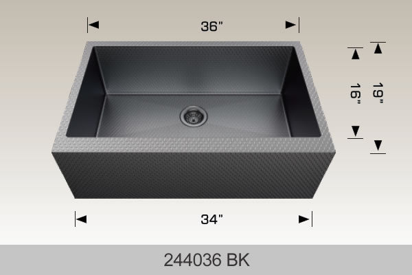 Bosco 244036 36" x 19" Textured Titanium Series Apron Kitchen Sink
