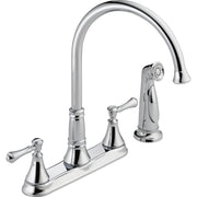 Delta Cassidy Two Handle Kitchen Deck Faucet With Sprayer - Chrome