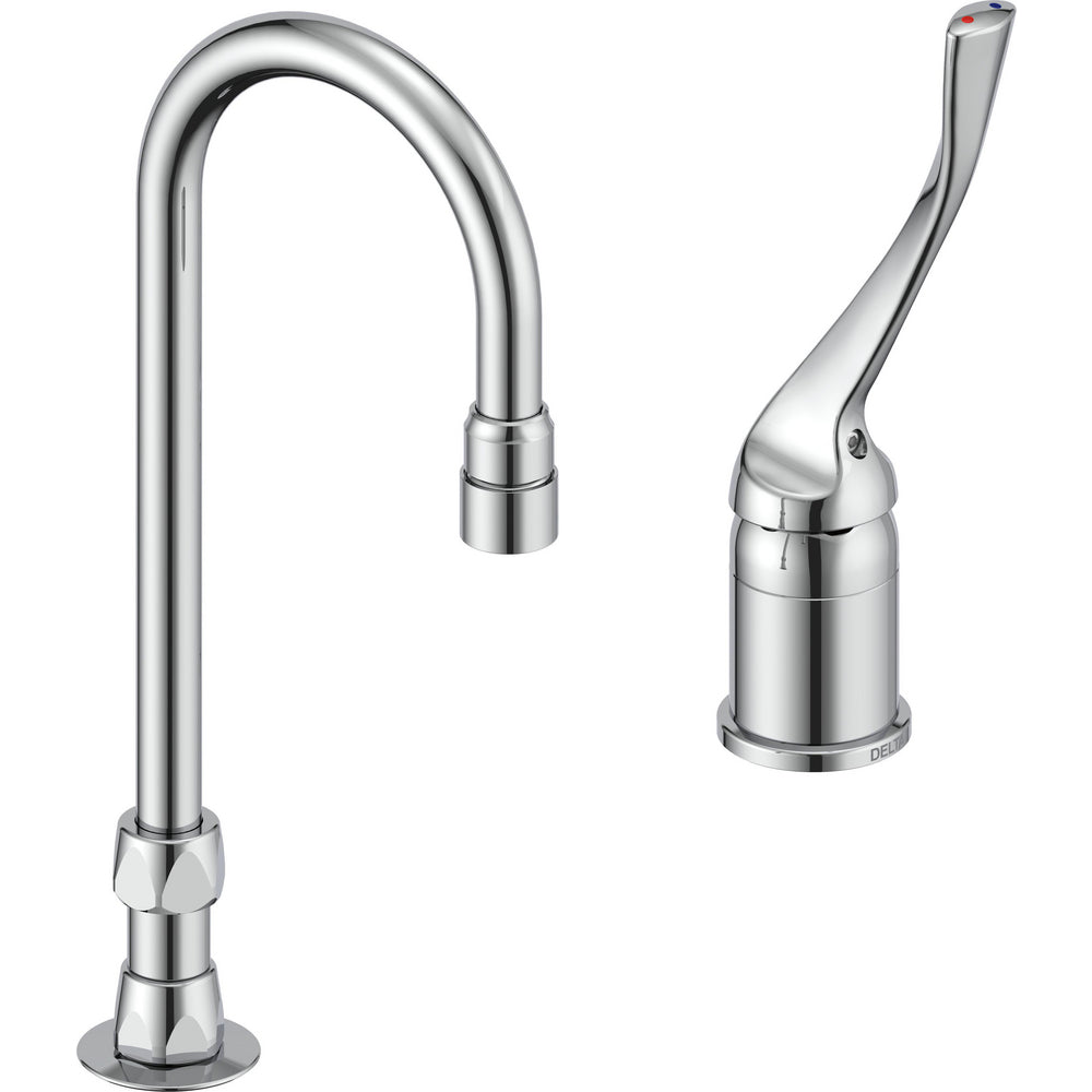 Delta Commercial 24T2653 Single Control Mixing Faucet with Gooseneck Spout - Less Pop-Up - Chrome