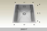 Bosco 260017 17" x 17" Textured Standard Series Radius Corner Kitchen Sink
