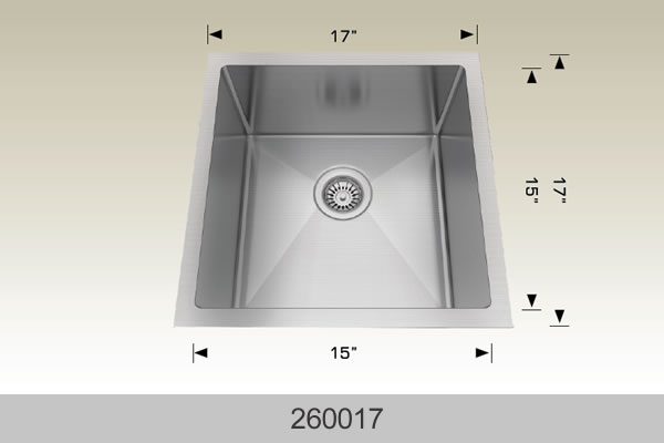 Bosco 260017 17" x 17" Textured Standard Series Radius Corner Kitchen Sink