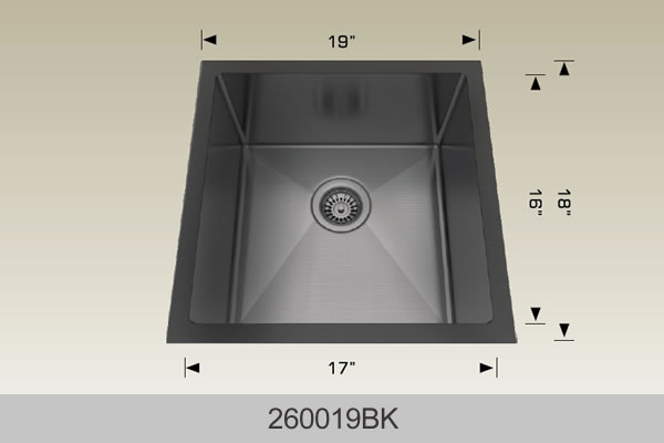 Bosco 260019 19" x 18" Textured Standard Series Radius Corner Kitchen Sink