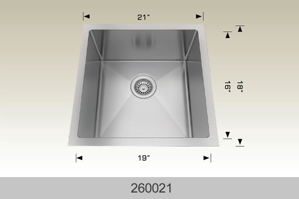 Bosco 260021 21" x 18" Textured Standard Series Radius Corner Kitchen Sink
