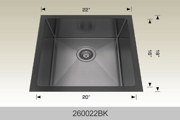 Bosco 260022 22" x 18" Textured Standard Series Radius Corner Kitchen Sink