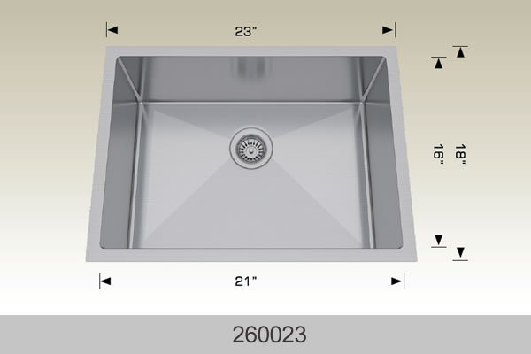 Bosco 260023 23" x 18" Textured Standard Series Radius Corner Kitchen Sink
