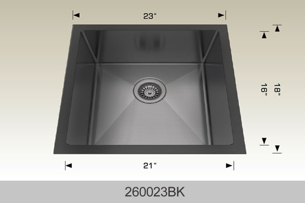 Bosco 260023 23" x 18" Textured Standard Series Radius Corner Kitchen Sink