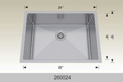 Bosco 260024 24" x 18" Textured Standard Series Radius Corner Kitchen Sink