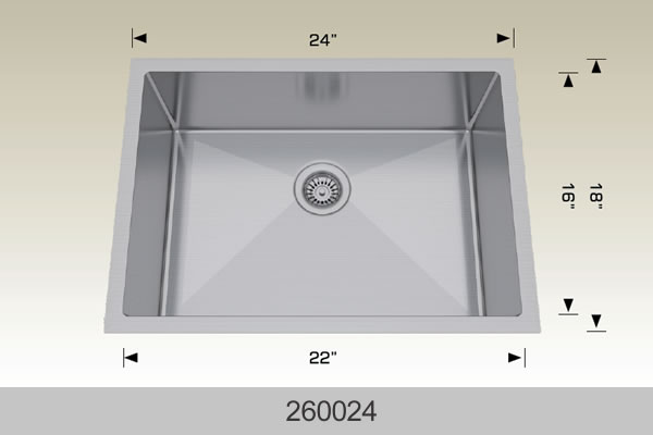 Bosco 260024 24" x 18" Textured Standard Series Radius Corner Kitchen Sink