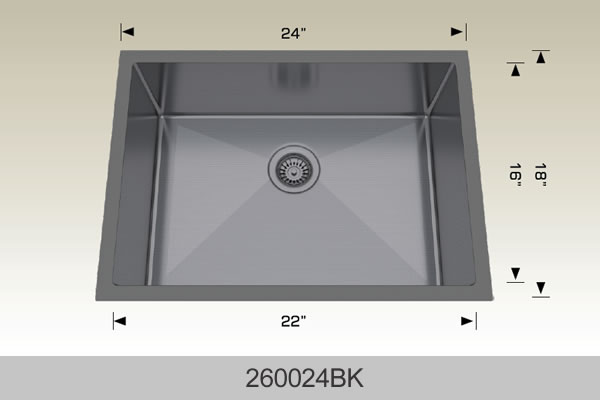 Bosco 260024 24" x 18" Textured Standard Series Radius Corner Kitchen Sink