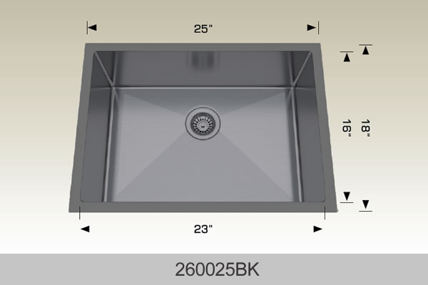 Bosco 260025 25" x 18" Textured Standard Series Radius Corner Kitchen Sink