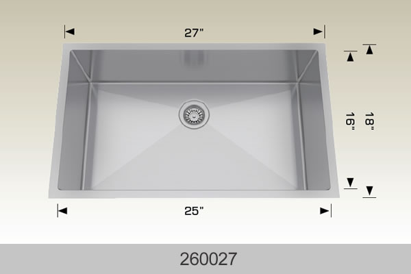 Bosco 260027 27" x 18" Textured Standard Series Radius Corner Kitchen Sink