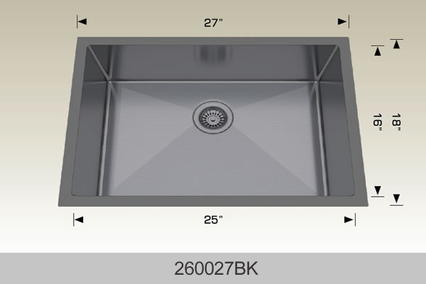 Bosco 260027 27" x 18" Textured Standard Series Radius Corner Kitchen Sink
