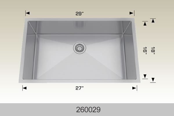 Bosco 260029 29" x 18" Textured Standard Series Radius Corner Kitchen Sink