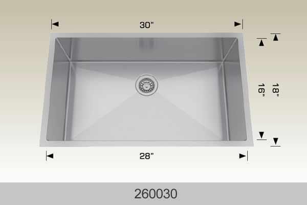 Bosco 260030 30" x 18" Textured Standard Series Radius Corner Kitchen Sink