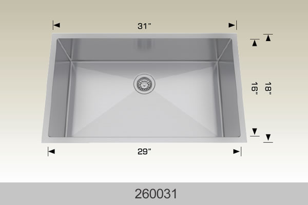 Bosco 260031 31" x 18" Textured Standard Series Radius Corner Kitchen Sink