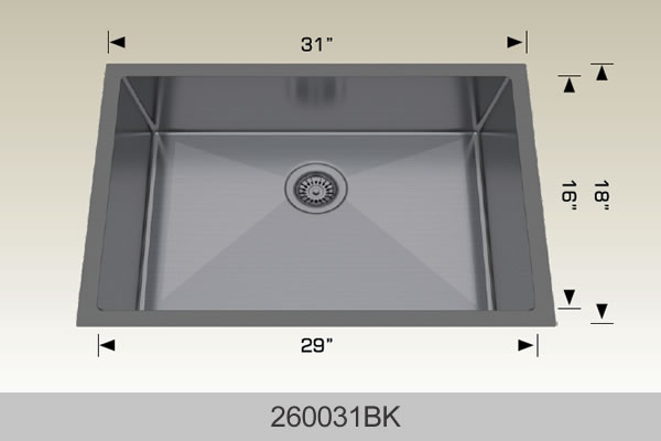 Bosco 260031 31" x 18" Textured Standard Series Radius Corner Kitchen Sink