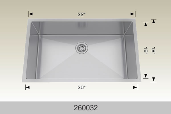 Bosco 260032 32" x 18" Textured Standard Series Radius Corner Kitchen Sink