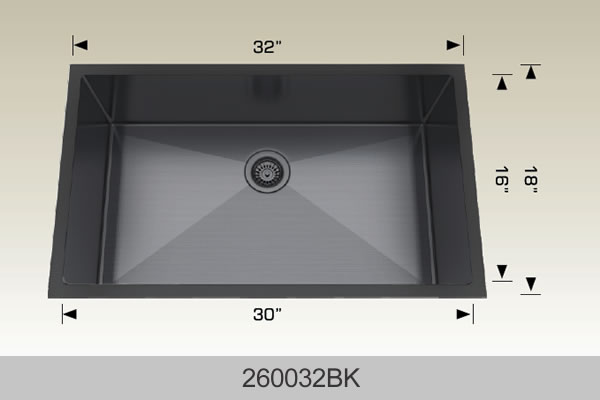 Bosco 260032 32" x 18" Textured Standard Series Radius Corner Kitchen Sink