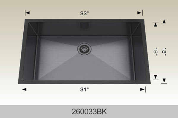 Bosco 260033 33" x 18" Textured Standard Series Radius Corner Kitchen Sink