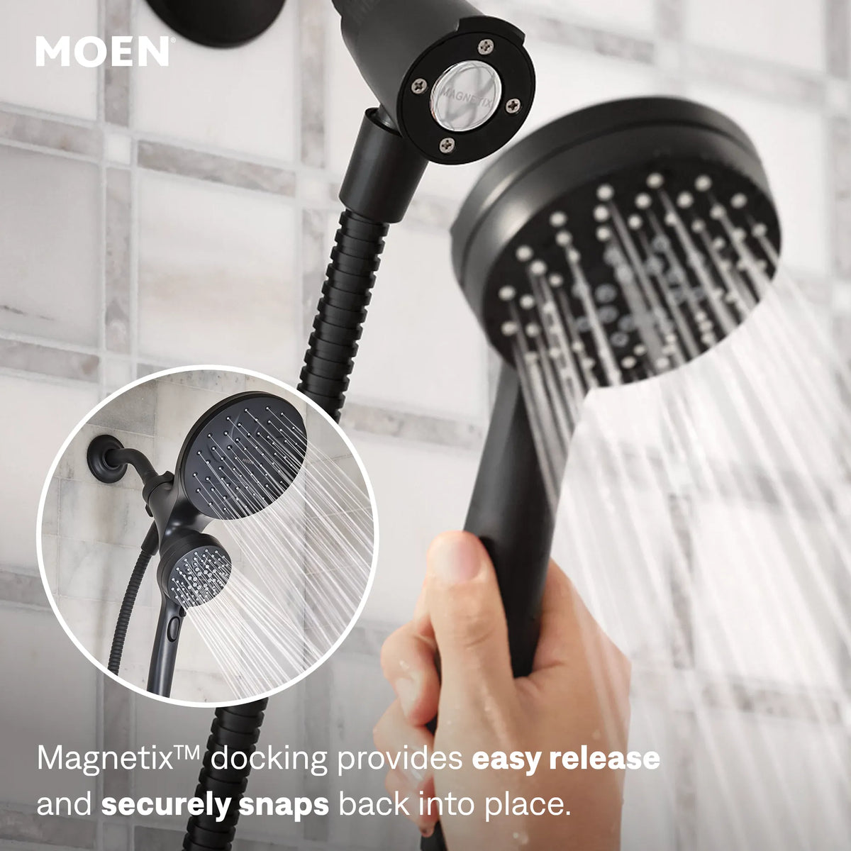 Moen Engage Six-Function Standard with Handheld Shower 26009 in Matte Black (26009BL) - view 5