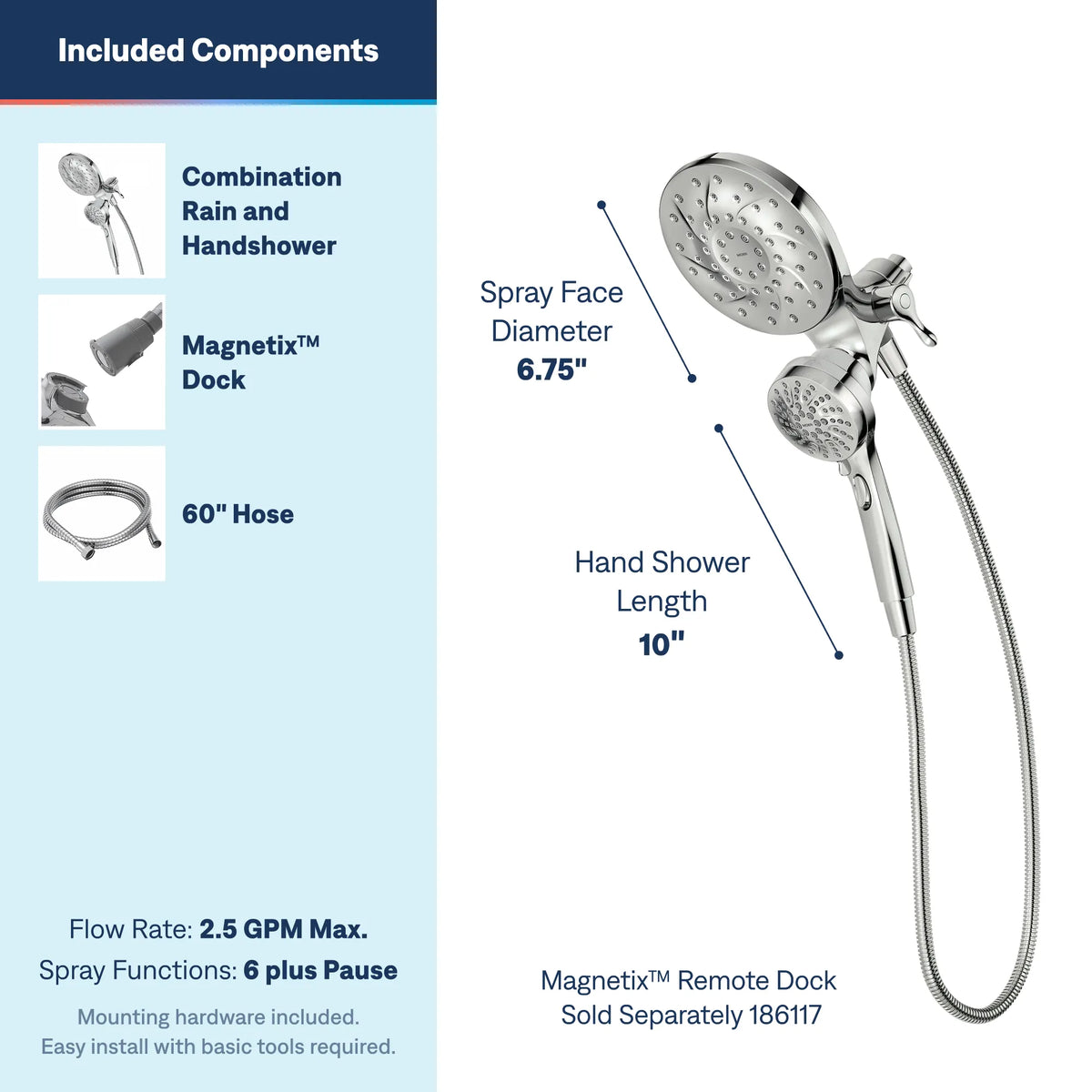 Moen Engage Six-Function Standard with Handheld Shower 26009 in Chrome (26009) - view 3
