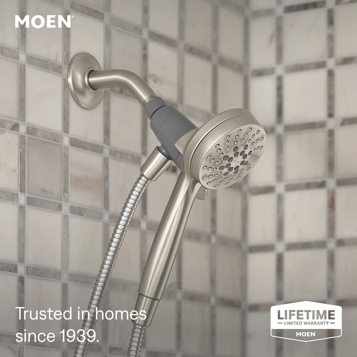 Moen Engage Six-Function Eco-Performance 3 1/2" Diameter Spray Head Handheld Shower 26100EP in Spot Resist Brushed Nickel (26100EPSRN) - view 2