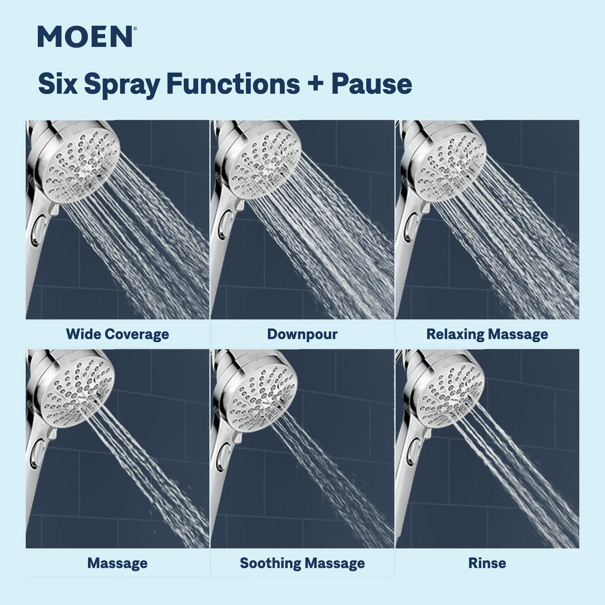 Moen Engage Six-Function Eco-Performance 3 1/2" Diameter Spray Head Handheld Shower 26100EP in Spot Resist Brushed Nickel (26100EPSRN) - view 5