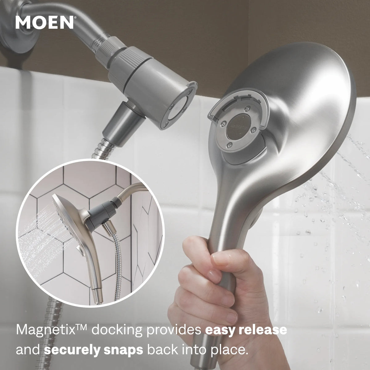 Moen Engage Six-Function 5 1/2" Diameter Spray Head Handheld Shower 26112 in Spot Resist Brushed Nickel (26112SRN) - view 4