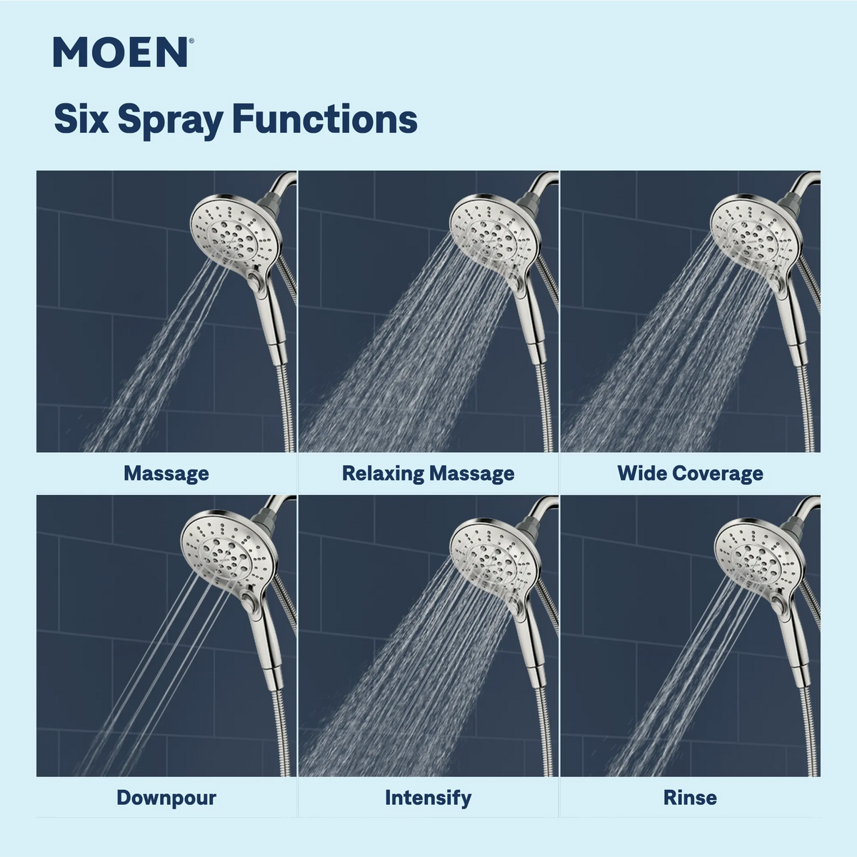 Moen Engage Six-Function 5 1/2" Diameter Spray Head Handheld Shower 26112 in Spot Resist Brushed Nickel (26112SRN) - view 5