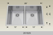 Bosco 261829 29" x 18" Textured Standard Series Radius Corner Double Bowl Kitchen Sink