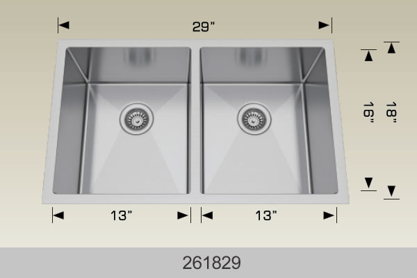 Bosco 261829 29" x 18" Textured Standard Series Radius Corner Double Bowl Kitchen Sink