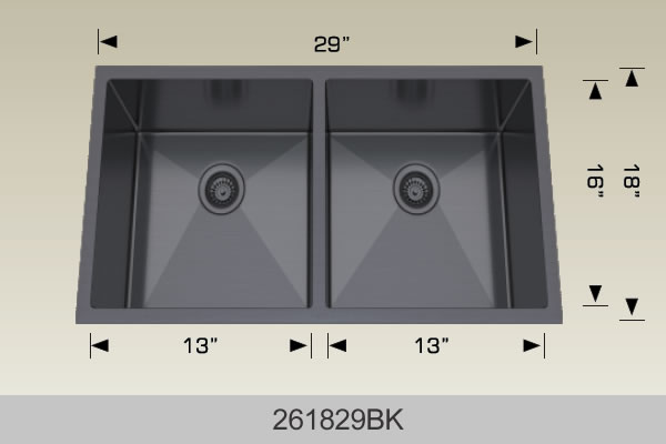 Bosco 261829 29" x 18" Textured Standard Series Radius Corner Double Bowl Kitchen Sink