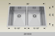 Bosco 261830 30" x 18" Textured Standard Series Radius Corner Double Bowl Kitchen Sink