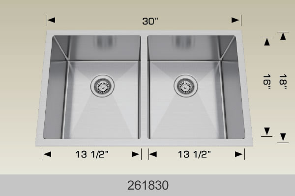 Bosco 261830 30" x 18" Textured Standard Series Radius Corner Double Bowl Kitchen Sink